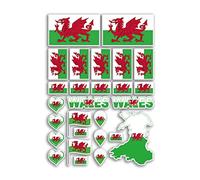 Hoja de pegatinas A4 con banderas de Gales, calcomanías de vinilo - Dragón galés, país, Europa, bandera nacional del mundo, vacaciones, viajes, vacaciones, coche, estética #80011