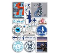 Hoja de pegatinas A4 Pegatinas de vinilo de Finlandia - Monumentos finlandeses Bandera de la playa de la ciudad Mapa de vacaciones Maleta de equipaje Scrapbook Cultura Viajes #78884