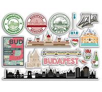Hoja de pegatinas A5 Budapest Landmarks Vinilo Pegatinas - Hungría Airport Sellos Skyline Flag Mapa Viajes Vacaciones Scrapbooking Ciudad Equipaje #79141
