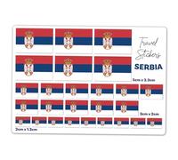 Hoja de pegatinas A5 de vinilo con bandera de Serbia - Banderas de Serbia Viajes Vacaciones Mundial Geografía Etiquetas Escolares Scrapbooking 5 cm | 3 cm | 2 cm #81496