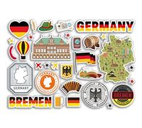 Hoja de pegatinas A5 de vinilo de monumentos de Bremen, sellos alemanes de Alemania, horizonte de bandera, mapa, viajes, vacaciones, ciudad, álbum de recortes estético #80468