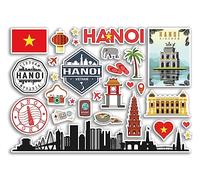 Hoja de pegatinas A5 Hanoi monumentos de vinilo - Vietnam, Asia, playa, aeropuerto, sellos, horizonte, álbum de recortes, viajes, vacaciones, ciudad equipaje #80776