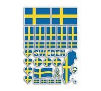 Hoja de pegatinas tamaño A4 con banderas de Suecia - Pegatinas de vinilo - País sueco Europa bandera nacional del mundo vacaciones viajes vacaciones coche estética #80047
