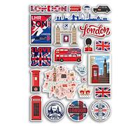 Hoja de pegatinas tamaño A4 de Londres Monumentos de vinilo - Inglaterra City UK Big Ben Stamp Flag Viajes Vacaciones Cultura Scrapbook equipaje regalo #79558