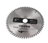 Hoja de sierra circular de 200 mm con 60 dientes de carburo de tungsteno para cortar madera, aluminio, hierro y cobre - Incluye anillo reductor - Construcción de acero endurecido