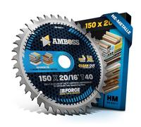 Hoja de sierra circular HM 150x20 16 Z40 con dentado plano trapezoidal para aluminio. AMBOSS WERKZEUGE® Hoja de sierra circular 150mm + anillo reductor 16 20mm. 150x20 150x16 compatible con BOSCH GB