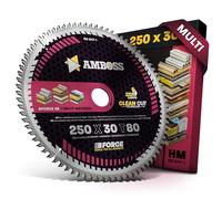 Hoja de sierra circular HM 250x30 mm Z80 con dientes planos y cambio de fase para multi-corte fino. AMBOSS WERKZEUGE® Hoja de sierra 250mm compatible con Dewalt DWE 7492 Bernardo TK 250.PKS 250 P