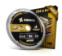 Hoja de sierra circular HM 254x30 Z80 de dientes intercambiables para madera - Corte súper fino. AMBOSS WERKZEUGE® Hoja de sierra de 254 mm Compatible/Reemplazo para Bosch GTS 10. PTS 10. PTS 100