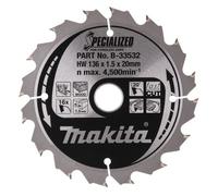 Makita Specialized B-33532 - Hoja de sierra (136 x 20 mm)