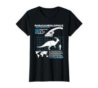 Hoja informativa de Parasaurolophus Dinosaurios Hechos Camiseta gráfica económica, Mujer, Negro, XL