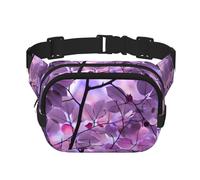 Hoja Morada,Riñonera Cuadrada de Doble Capa, Bolso de Viaje, Bolso Informal para el Pecho.