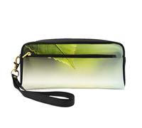 Hoja Verde Reflejando En El Agua del Río, Bolsa de Maquillaje Bolsa de cosméticos Bolsa de Aseo de Viaje portátil Estuche de Cuero para Mujeres y niñas