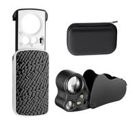Hojalis 2Pcs Lupa de Joyero, 30x 60x 90x Lupa de Joyería, Lupa de Bolsillo con Luz UV Negro y Luz LED Brillante, Lupa Joyero con Caja de Almacenaje, para Gema, Diamante, Moneda, Sello (Negro)