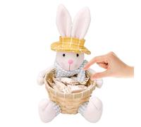Hojalis Canasta con Conejito Pascua, Cesta de Pascua para Niños, Nidos De Pascua Cestería para Niños, Cestas Tejidas De Bambú De Pascua, Decoración De Pascua para Niño, Picnic Y Recuerdos (Sombrero)