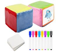 Hojalis Dados De Bolsillo, 2 Dados con Bolsillo Transparente con 50 Tarjetas, Dadoss De Espuma Suave con 8 Bolígrafo, Dadoss con Bolsillos para Guardería, Preescolar, Escuela, Aprendizaje Temprano