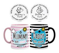 Hojalis Juego de tazas de café para mamá y papá con 1 moneda de decisión de doble cara, tazas para mamá y papá, regalo de embarazo para mamá que espera, regalos de nueva mamá, regalos de pareja para