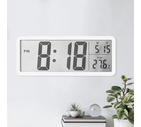 Hojalis Reloj De Pared Digital Grande, LCD Reloj Electrónico De Pared, Calendario E Temperatura, 12/24 Horas, RelojDe EscritorioDIgital DePared, RelojLED Digital para Sala De Estar, Dormitorio
