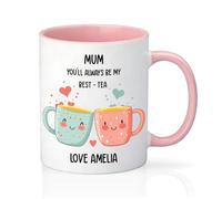 Hojalis - Taza personalizada para el día de la madre, taza de té para amigas, mamá, mejor amiga, taza de café de cerámica, regalo de cumpleaños con texto en inglés "You'll Always Be My Best Tea