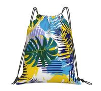 Hojas Abstractas Tropicales Jnugle Abstracto Mujer Hombre Mochila De Cuerdas Gran Capacidad Mochila Con Cordón Casual Bolsa De Deporte Para Baloncesto Yoga Natación