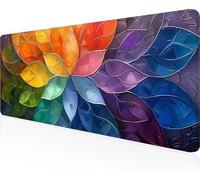 Hojas Alfombrilla Ratón XXL 90 x 40 cm, Mouse Pad Amarillo Alfombrilla Ratón Gaming con Superficie Suave y Base de Goma Antideslizante, Gaming Mousepad Mejora La Precisión y La Velocidad PjY8915 J-J