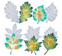Hojas con forma de silicona, hojas de ceniza, hojas de roble hoja de arce hojas de olmo de resina epoxi formas para posavasos 5 diseños altura terminada 11-13,4 cm 5 piezas