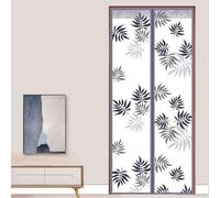 Hojas Cortina Aislante para Puerta, Cubierta Magnética Térmica, Cortina de aire Acondicionado Cocina, Borde Gris (200×205cm)