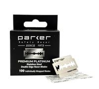 Hojas de afeitar de seguridad Parker Premium Platinum de doble filo - Paquete de 100 unidades | Acero sueco con revestimiento de platino, tungsteno y cromo | Afeitado suave y cómodo