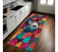Hojas De Arce Alfombra de Cocina 50 x 80 cm Animal Lobo Antideslizante y Lavable, Camino Multiusos Resistente al Desgaste, Antimanchas, Ideal para Bajo Fregadero y Fogones