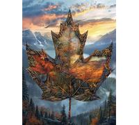 Hojas De Arce Pintar por Numeros Adultos, Kit de Pintura al Óleo de Lienzo para con Pinceles, DIY Paint by Numbers Kits, Kit Manualidades Adultos, Decoración Hogar 80x110cm Paisaje Sin Marco Y-S283