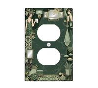 Hojas de baño dúplex cubiertas de pared placa de pared, ventilador de espejo elegante, ninguno de plástico verde, tamaño estándar, decoración de receptáculo para nuevo apartamento, hogar, dormitorio