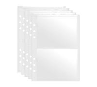 Hojas de carpeta A5 para tarjetas de índice - Paquete de 50 | Recambio de plástico transparente con 2 bolsillos protectores de página para tarjetas de recetas, tarjetas fotográficas, tarjetas flash |