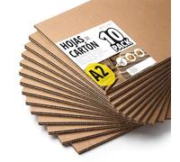 Hojas de Cartón, Planchas de Cartón para Manualidades y Proyectos de Arquitectura, Embalaje y Protección de Envíos, 1-2mm de Grosor, Tamaño A2 (420 x 594 mm) Pack 10 - Ofituria (A2, 10 unidades)