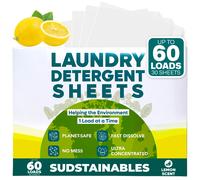 Hojas de detergente de lavandera de Sudstainables (60 cargas)-Lavas de lavadoras de plstico con desechos ecolgicos de desechos ecolgicos sbanas