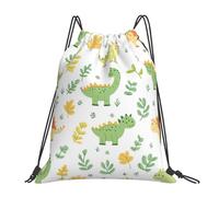 Hojas De Dinosaurio De Dibujos Animados Bolsa De Cuerdas Fácil De Doblar Bolsas De Gimnasia Ligera Bolsa De Deporte para Al Aire Libre Senderismo Yoga 36X42Cm