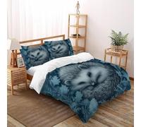 Hojas de Erizo Funda De Edrojoón Animales Lindos 3D Microfibra Ropa De Cama 2 Fundas De Almohada, para Niños Y Hombres Funda De Edrojoón Dormitorio King（220x240cm）