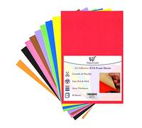 Hojas de Espuma Autoadhesivas A4 Para Manualidades - EVA, Tarjeta de Esponja de Papel Adhesivo Para Arte y Niños - 2 mm de Grosor, 10 Colores Surtidos