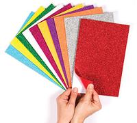 Hojas de Espuma Autoadhesivas con Purpurina EF434 Baker Ross: Suministros Creativos para Niños, Manualidades y Decoraciones de Temporada (Paquete de 10), Varios Colores