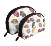 Hojas de Gingko, Bolsa de Maquillaje de Concha, Monedero pequeño para Mujer, Bolsa de artículos de tocador, Bolsa de cosméticos, 2 Piezas