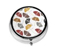 Hojas de gingko, Pastillero, Pastillero redondo Pequeño contenedor de pastillas Organizador de pastillas de viaje