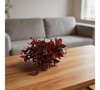 Hojas de hierbas artificiales de aspecto realista para usar en jarrones o exhibiciones de mesa para complementar interiores contemporáneos del hogar (rojo)