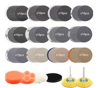 Hojas de lija de grano 6010000 de 3 pulgadas con placa de respaldo de vástago de 18 y 14 y almohadilla de amortiguación de espuma suave para moler esponja abrasiva lijadora de disco de lijado