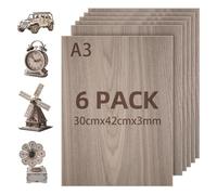 Hojas de madera contrachapada de 3 mm, 6 unidades, 30 x 42 cm, madera contrachapada de tilo A3, placa de madera para grabado láser, corte CNC, pintura, modelo DIY