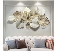 Hojas de metal 3D para decoración de pared de metal, modernas esculturas de pared de oro para decoración del hogar, decoración de pared flor dorada hechas a mano para colgar en la pared, decoración