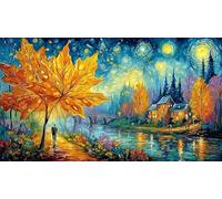 Hojas de otoño contra el Fondo cósmico Puzzle de 1000 Piezas de Papel Reciclado - Regalo Divertido & Idea Adultos 38x26/1000pcs