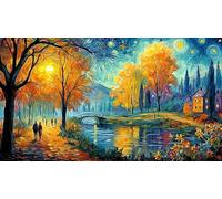 Hojas de otoño contra el Fondo cósmico Puzzle de 1000 Piezas - DesaFío edugatoivo diFícil para Adultos Actividad para casa 38x26/1000pcs