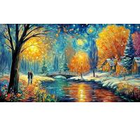 Hojas de otoño contra el Fondo cósmico Puzzle para Adultos de 1000 Piezas de Papel Reciclado - Actividad para casa & Regalo Divertido para Adultos 38x26/1000pcs