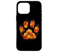 Hojas de otoño en Forma de Patas de otoño ronroneando Miau Gatito Arte en la Espalda Carcasa para iPhone 16 Pro MAX