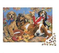 Hojas de Otoño Varios Perros Puzzle de 1000 Piezas Papel para Adultos Puzzle para Toda la Familia Relajación Decoración Regalo 70x50cm/1000pcs