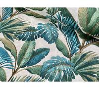 Hojas de palma verde azulado Banana Tropical Leaf Tela de lino aspecto material para decoración del hogar Tapicería de cortina - 136 cm de ancho