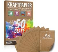 hojas de papel Kraft A4-300 g - 21 x 29,7 cm - Formato DIN EXACTO - Papel de artesanía y natural Hojas de papel kraft de cartón Para la fabricación de cajas de Regalos y etiquetas 50